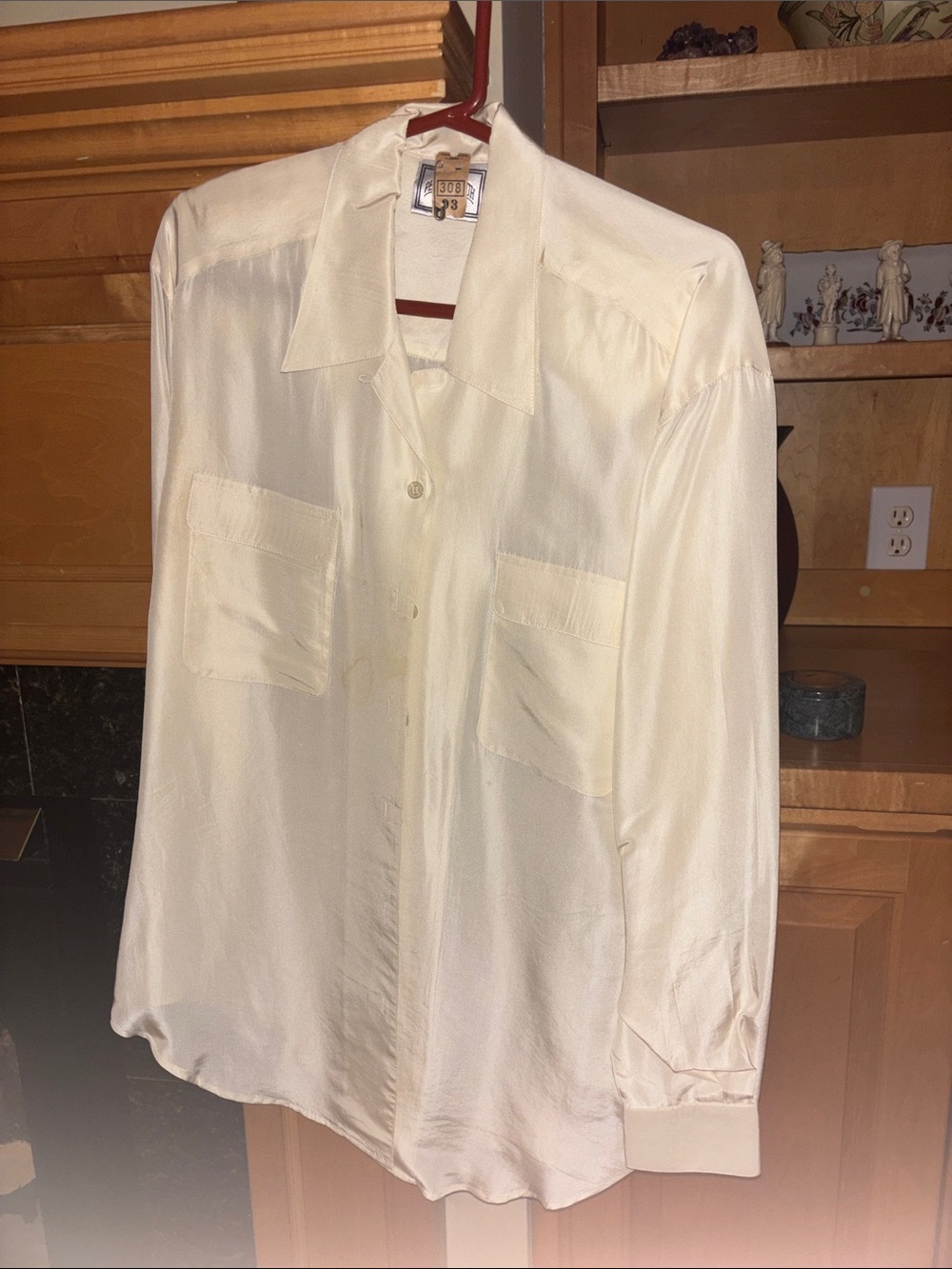 Peaches & Smith Cream Button-Up Silk Shirt